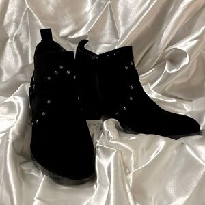 Dirty Laundry black ankle boot with bronze studs.